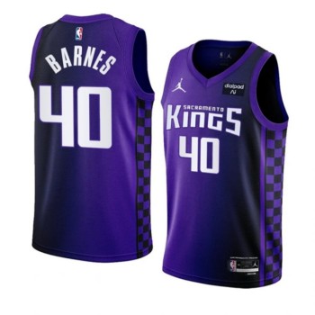 Men's Sacramento Kings #40 Harrison Barnes Purple 2023/24 Statement Edition Swingman Stitched Basketball Jersey
