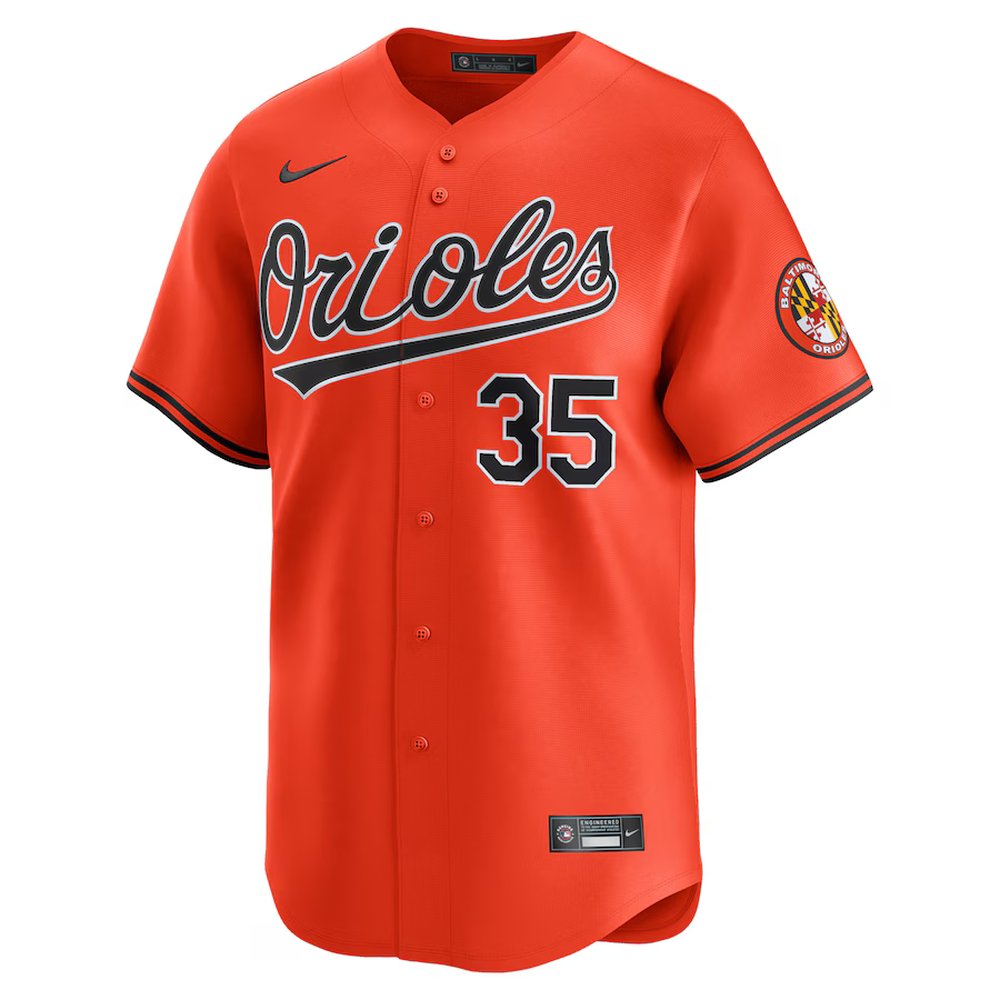 Men's Baltimore Orioles #35 Adley Rutschman Orange Alternate Limited Player Jersey Men's Baltimore Orioles #35 Adley Rutschman Orange Alternate Limited Player Jersey