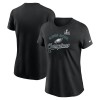 Women's Philadelphia Eagles Black Super Bowl LIX Champions Tailsweep T-Shirt Women's Philadelphia Eagles Black Super Bowl LIX Champions Tailsweep T-Shirt