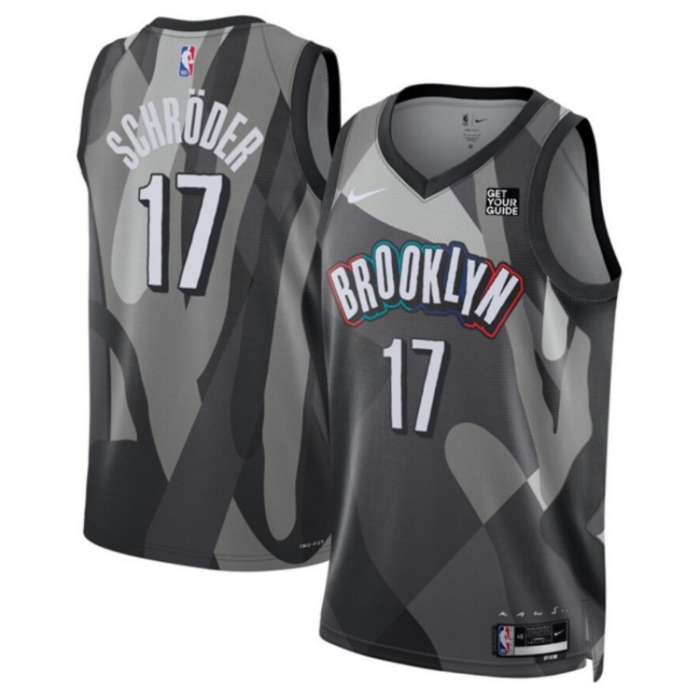 Men's Brooklyn Nets #17 Dennis Schröder Black 2024/25 City Edition Stitched Basketball Jersey