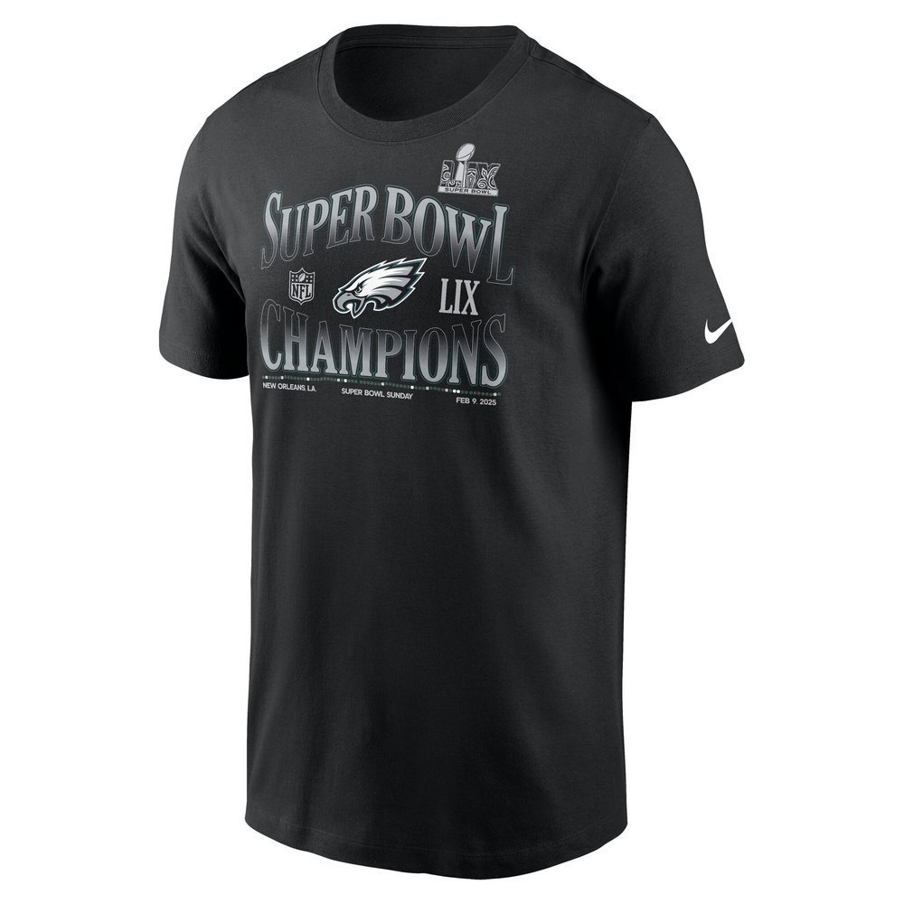Men's Philadelphia Eagles Black Super Bowl LIX Champions 90's Retro T-Shirt Men's Philadelphia Eagles Black Super Bowl LIX Champions 90's Retro T-Shirt