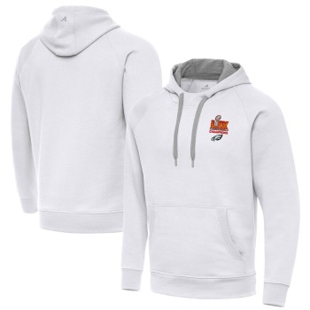 Men's Philadelphia Eagles Antigua White Super Bowl LIX Champions Victory Pullover Hoodie Men's Philadelphia Eagles Antigua White Super Bowl LIX Champions Victory Pullover Hoodie