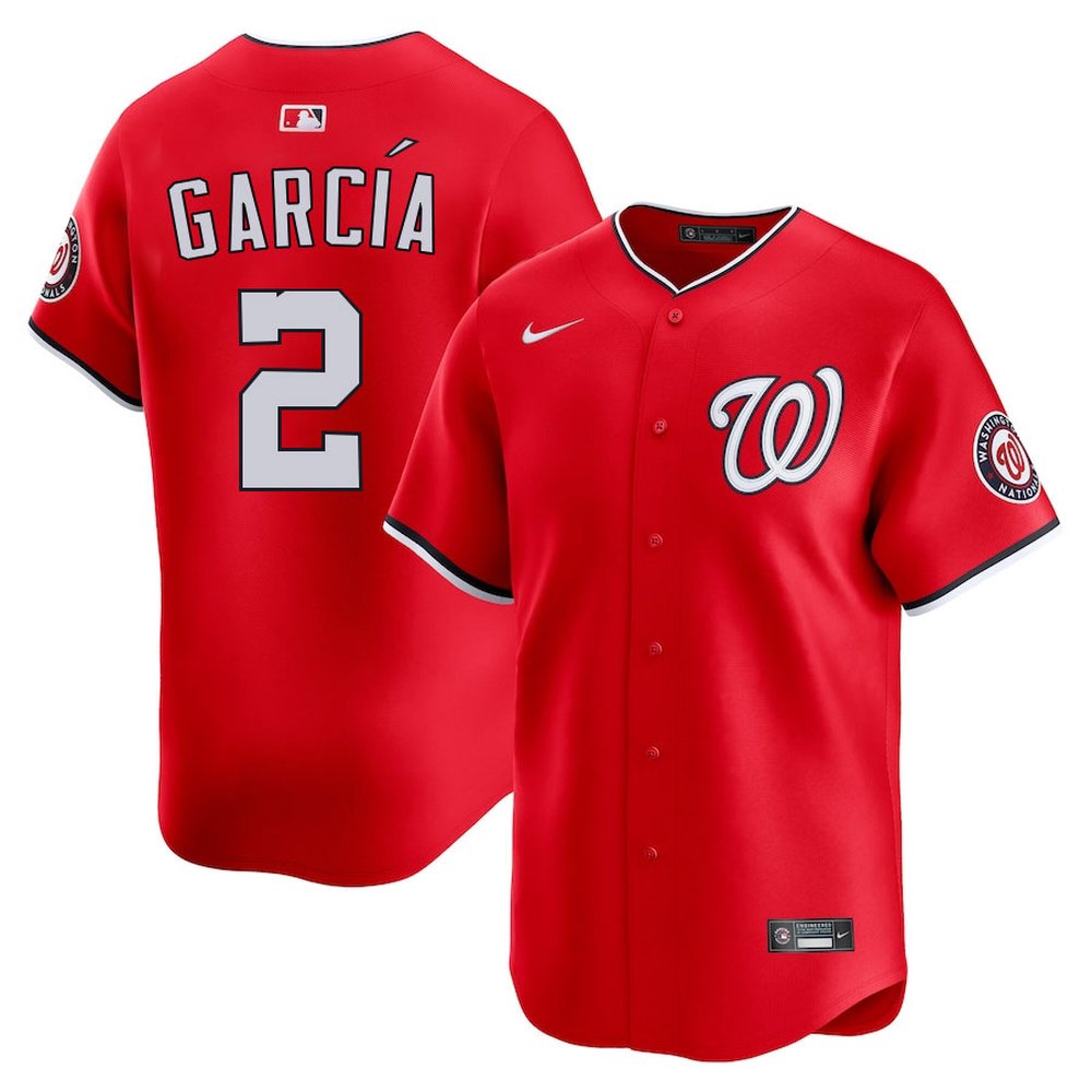 Men's Washington Nationals #2 Luis Garcia Red Home Limited Player Jersey