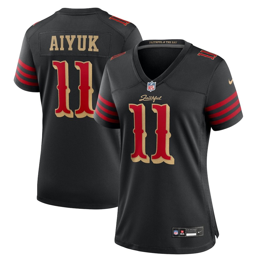 Women's San Francisco 49ers #11 Brandon Aiyuk Black Rivalries Collection Game Jersey Women's San Francisco 49ers #11 Brandon Aiyuk Black Rivalries Collection Game Jersey