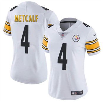 Women's Pittsburgh Steelers #4 DK Metcalf 2025 White Vapor Stitched Football Jersey Women's Pittsburgh Steelers #4 DK Metcalf 2025 White Vapor Stitched Football Jersey
