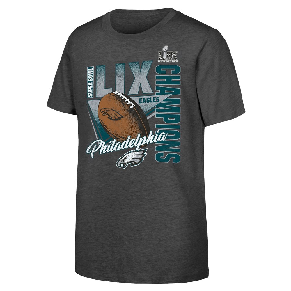 Youth Philadelphia Eagles  Heather Charcoal Super Bowl LIX Champions Own the Moment Tri-Blend T-Shirt Youth Philadelphia Eagles  Heather Charcoal Super Bowl LIX Champions Own the Moment Tri-Blend T-Shirt