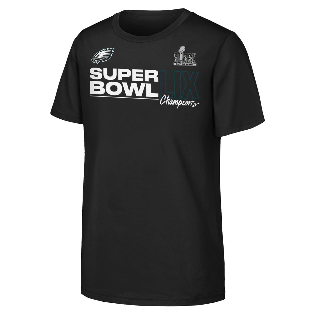 Youth Philadelphia Eagles  Black Super Bowl LIX Champions Roster T-Shirt Youth Philadelphia Eagles  Black Super Bowl LIX Champions Roster T-Shirt