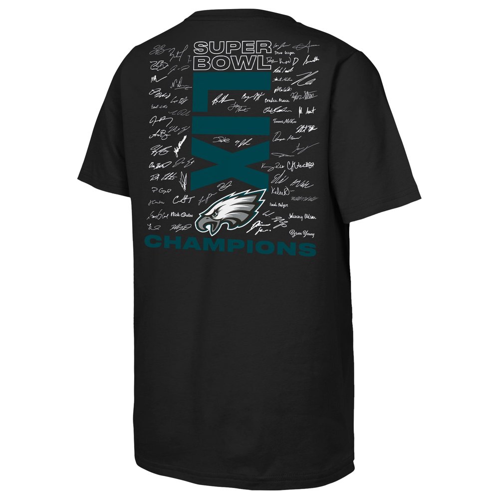 Youth Philadelphia Eagles  Black Super Bowl LIX Champions Roster T-Shirt Youth Philadelphia Eagles  Black Super Bowl LIX Champions Roster T-Shirt