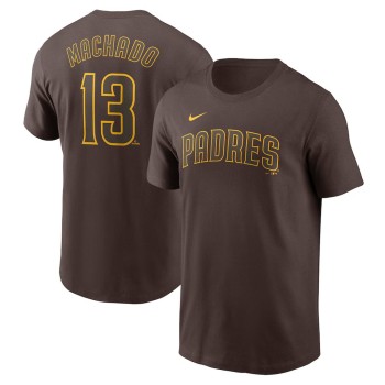 Men's San Diego Padres #13 Manny Machado Nike Brown Fuse Name & Number T-Shirt Men's San Diego Padres #13 Manny Machado Nike Brown Fuse Name & Number T-Shirt