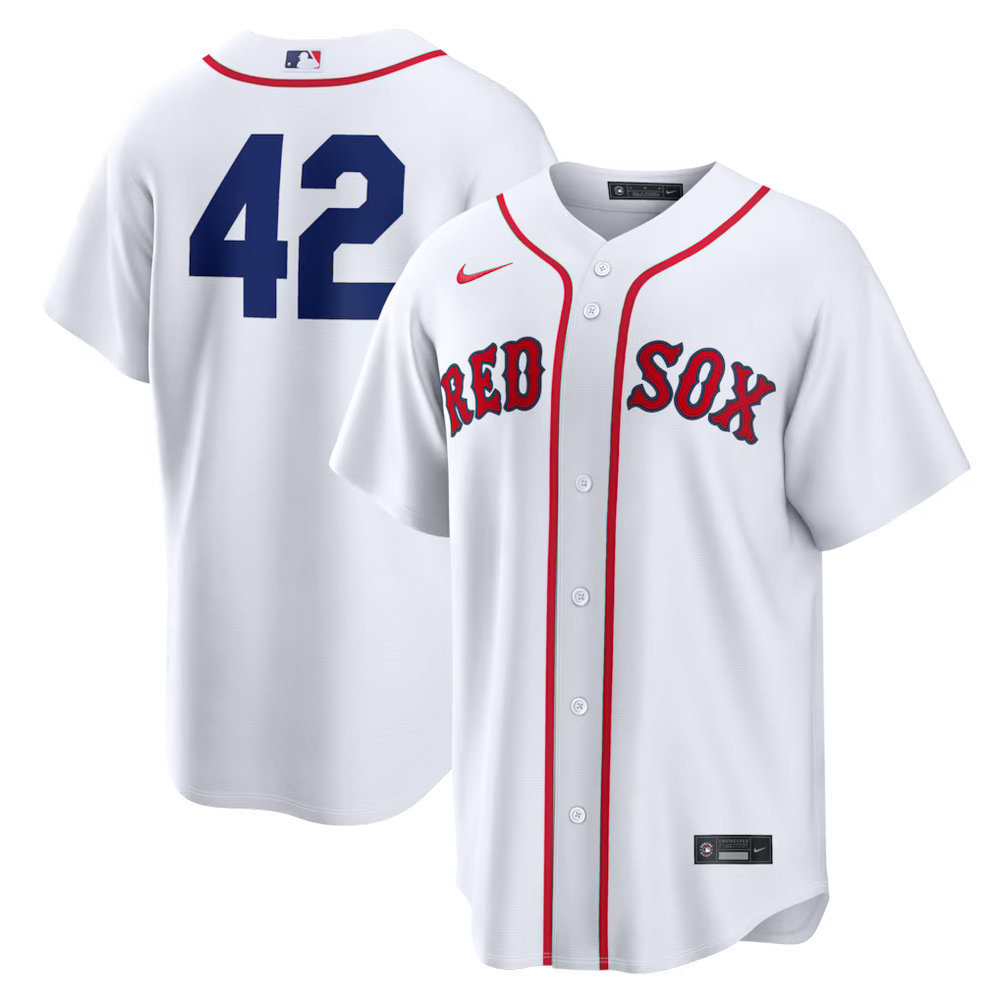 Men's Boston Red Sox #42 Jackie Robinson Nike White Home 2026 Jackie Robinson Day Replica Jersey