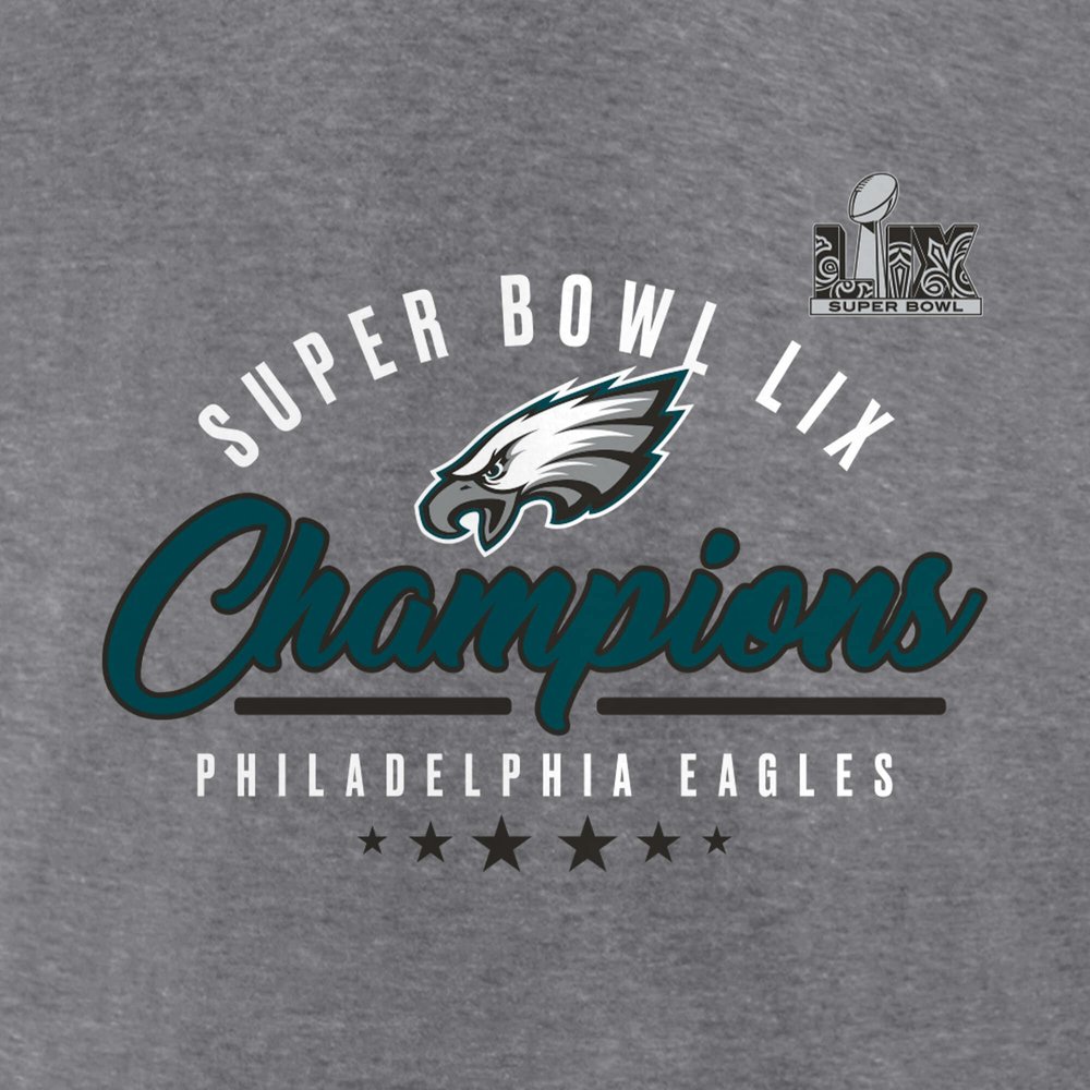 Women's Philadelphia Eagles  Heather Gray Super Bowl LIX Champions Prestigious Run Tri-Blend Scoop Neck T-Shirt Women's Philadelphia Eagles  Heather Gray Super Bowl LIX Champions Prestigious Run Tri-Blend Scoop Neck T-Shirt