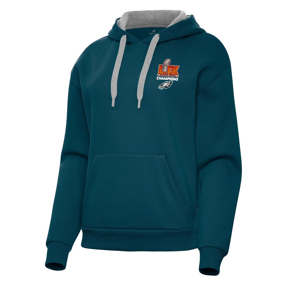 Women's Philadelphia Eagles Antigua Midnight Green Super Bowl LIX Champions Victory Pullover Hoodie Women's Philadelphia Eagles Antigua Midnight Green Super Bowl LIX Champions Victory Pullover Hoodie
