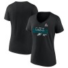 Women's Philadelphia Eagles Black Super Bowl LIX Champions Iconic Victory V-Neck T-Shirt Women's Philadelphia Eagles Black Super Bowl LIX Champions Iconic Victory V-Neck T-Shirt