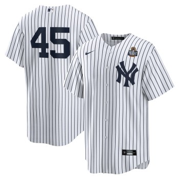 Men's New York Yankees #45 Gerrit Cole White 2024 World Series Home Replica Player Jersey Men's New York Yankees #45 Gerrit Cole White 2024 World Series Home Replica Player Jersey