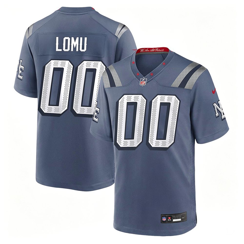 Youth New England Patriots Caleb Lomu Blue 2026 NFL Draft Rivalries Collection Game Jersey