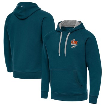 Men's Philadelphia Eagles Antigua Midnight Green Super Bowl LIX Champions Victory Pullover Hoodie Men's Philadelphia Eagles Antigua Midnight Green Super Bowl LIX Champions Victory Pullover Hoodie