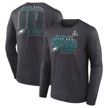 Men's Philadelphia Eagles Heather Charcoal Super Bowl LIX Champions Roster Long Sleeve T-Shirt Men's Philadelphia Eagles Heather Charcoal Super Bowl LIX Champions Roster Long Sleeve T-Shirt