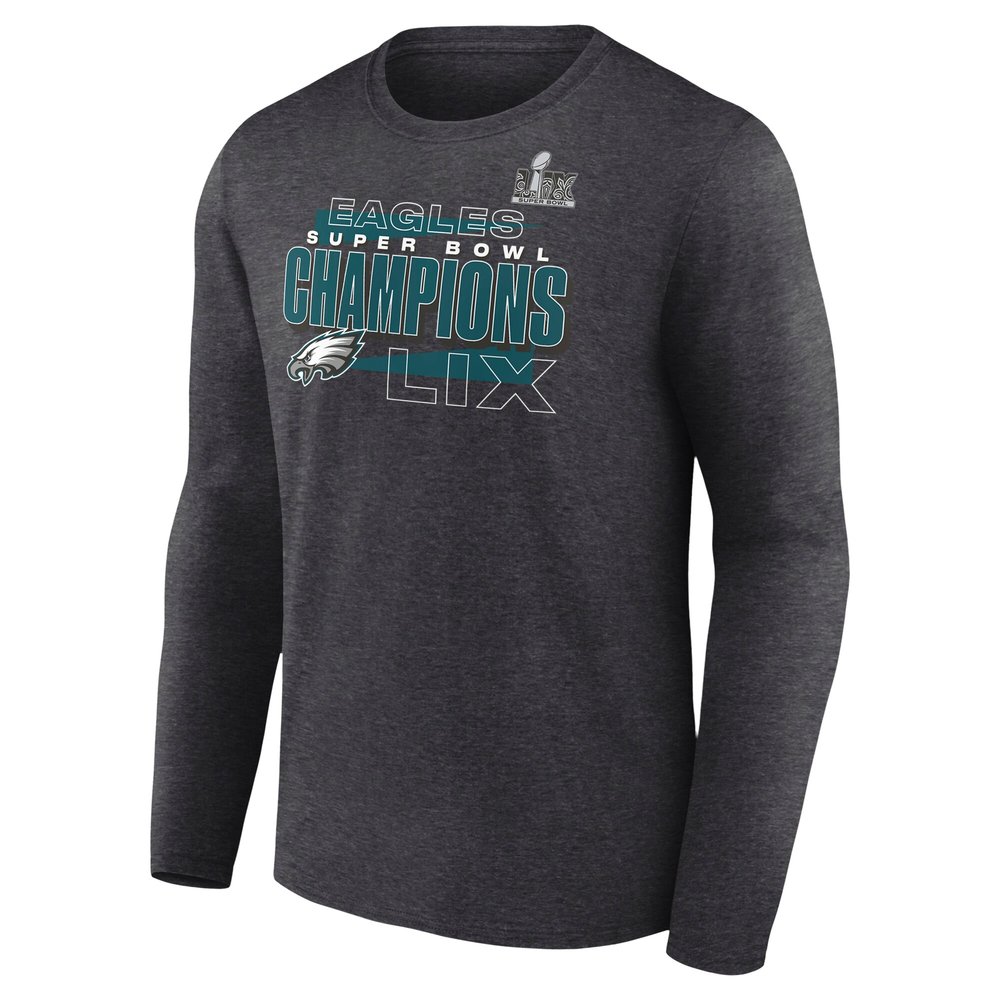 Men's Philadelphia Eagles Heather Charcoal Super Bowl LIX Champions Roster Long Sleeve T-Shirt Men's Philadelphia Eagles Heather Charcoal Super Bowl LIX Champions Roster Long Sleeve T-Shirt