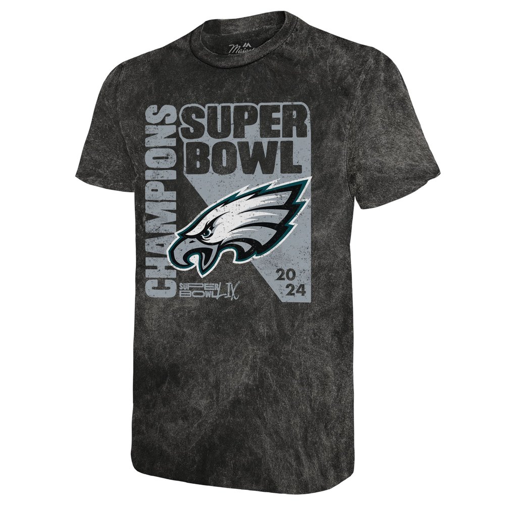Men's Philadelphia Eagles Threads Black Super Bowl LIX Champions Mineral Wash T-Shirt Men's Philadelphia Eagles Threads Black Super Bowl LIX Champions Mineral Wash T-Shirt