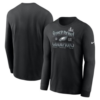 Men's Philadelphia Eagles Black Super Bowl LIX Champions 90's Retro Long Sleeve T-Shirt Men's Philadelphia Eagles Black Super Bowl LIX Champions 90's Retro Long Sleeve T-Shirt