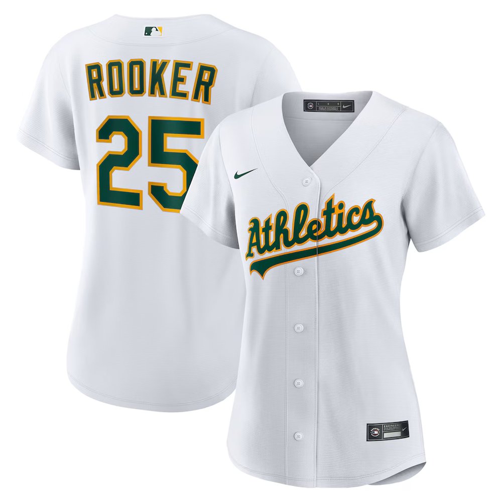 Women's Oakland Athletics #25 Brent Rooker White Home Replica Jersey