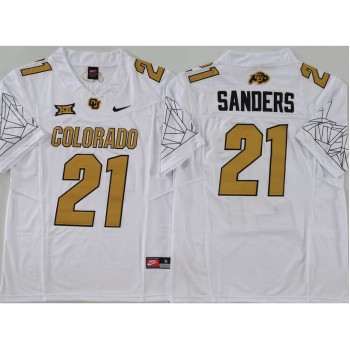 Men's Colorado Buffaloes White #21 Sanders Stitched Jersey Men's Colorado Buffaloes White #21 Sanders Stitched Jersey