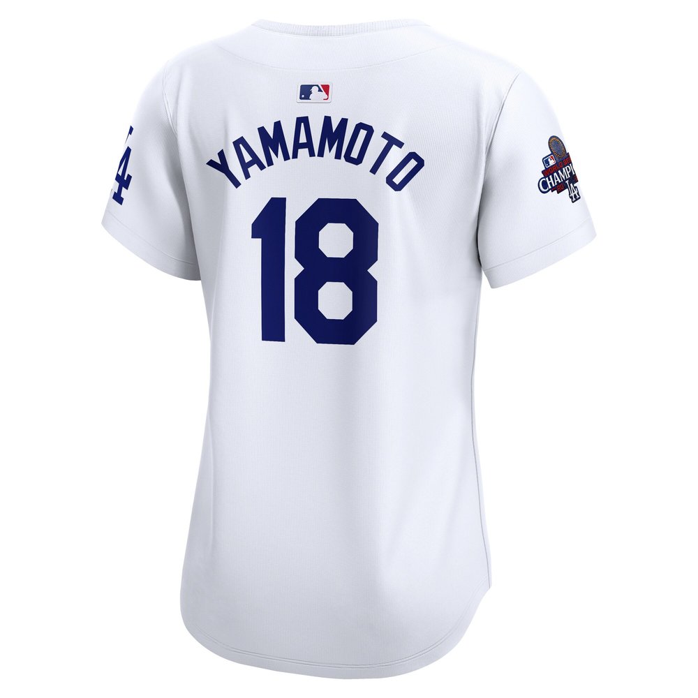 Women's Los Angeles Dodgers #18 Yoshinobu Yamamoto White 2024 World Series Champions Home Limited Player Jersey Women's Los Angeles Dodgers #18 Yoshinobu Yamamoto White 2024 World Series Champions Home Limited Player Jersey