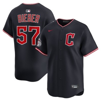 Men's Cleveland Guardians #57 Shane Bieber Black Home Limited Player Jersey Men's Cleveland Guardians #57 Shane Bieber Black Home Limited Player Jersey