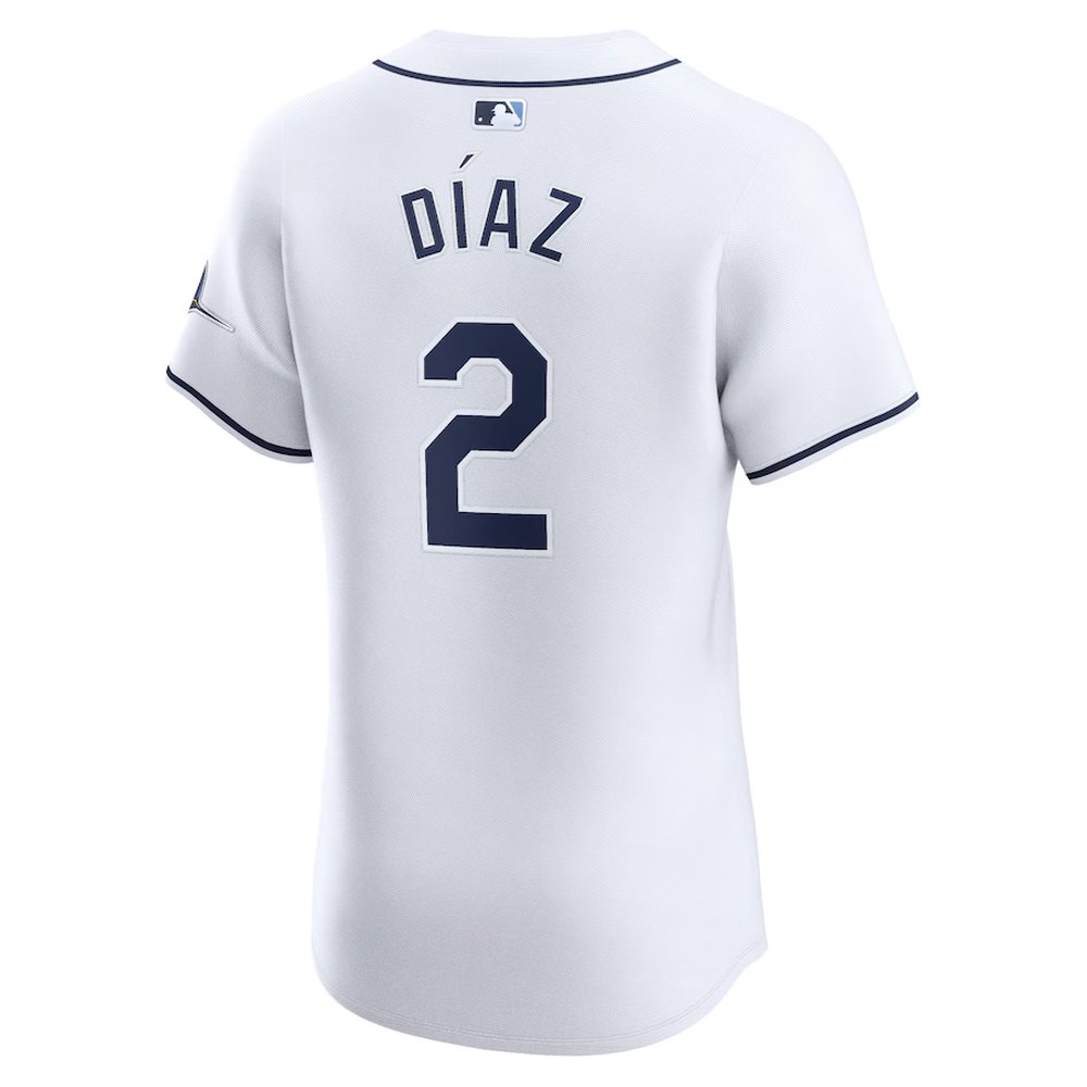 Men's Tampa Bay Rays #2 Yandy Diaz White Home Elite Player Jersey