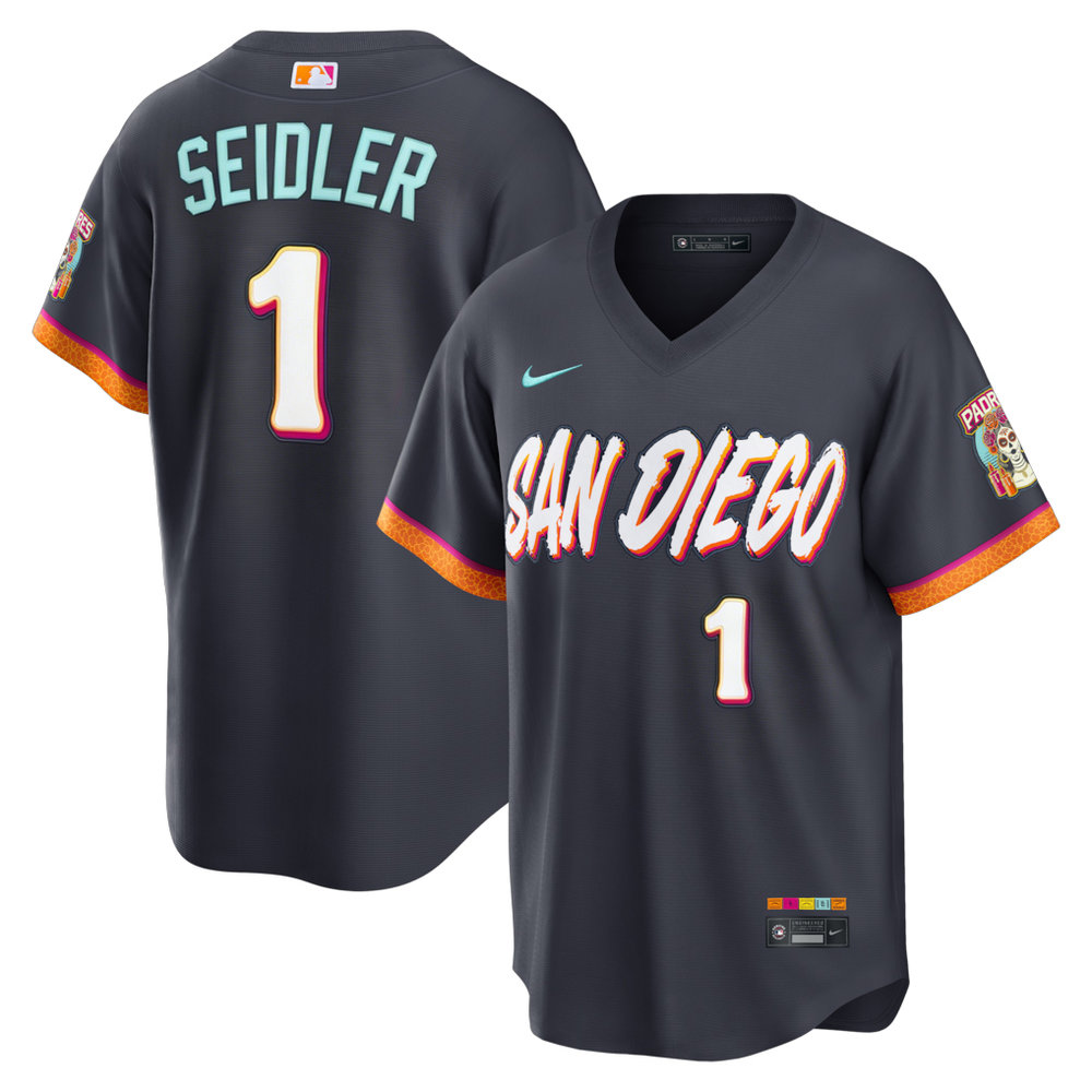 Men's San Diego Padres #1 Peter Seidler Nike Obsidian 2026 City Connect Stadium Jersey