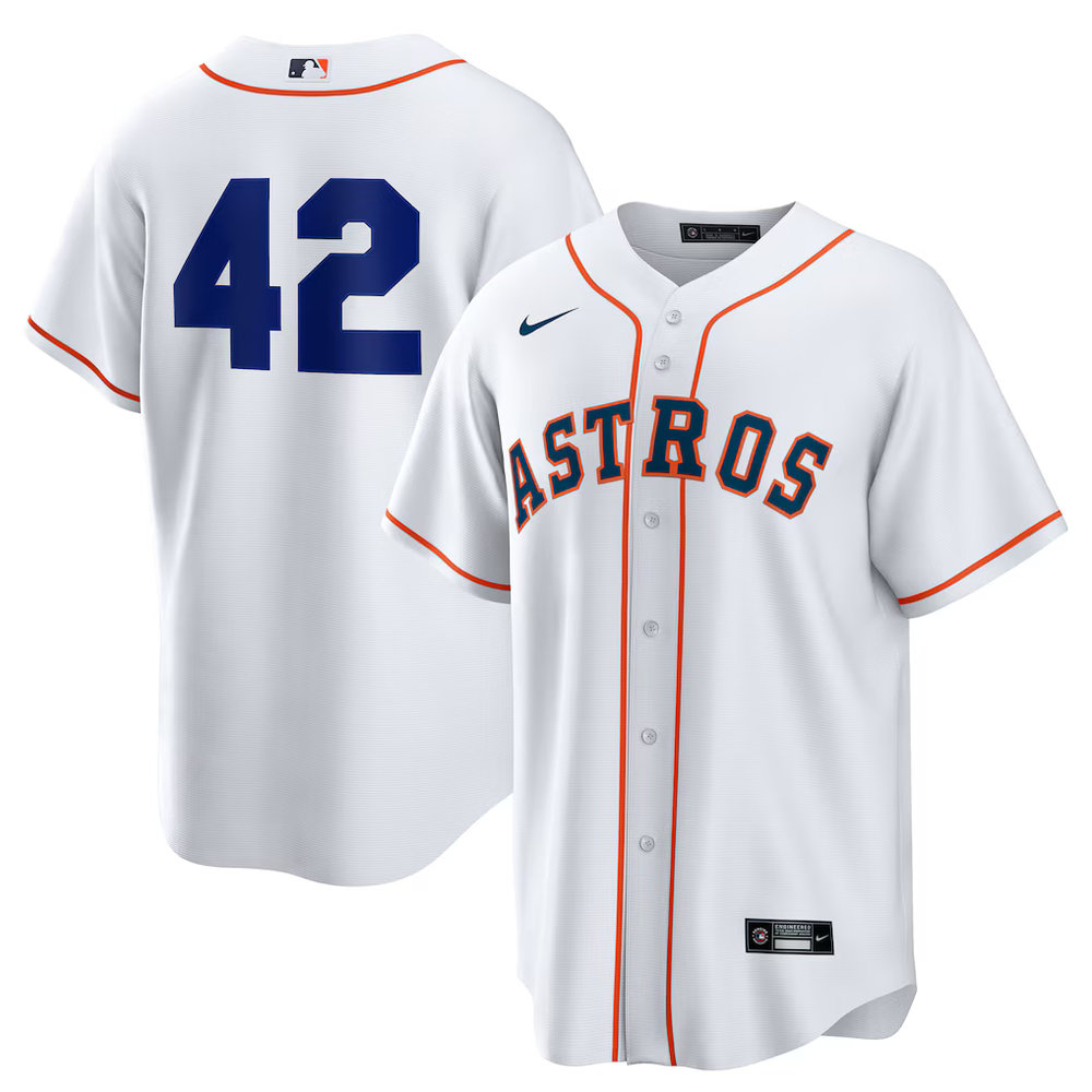 Youth Houston Astros #42 Jackie Robinson Nike White Home 2025 Jackie Robinson Day Replica Jersey