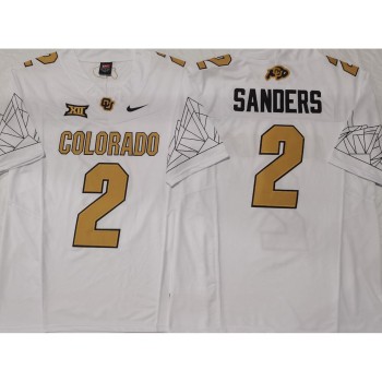 Men's Colorado Buffaloes White #2 Sanders Stitched Jersey Men's Colorado Buffaloes White #2 Sanders Stitched Jersey