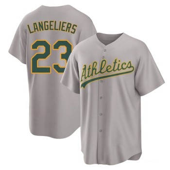 Men's Oakland Athletics #23 Shea Langeliers Gray Home Replica Jersey Men's Oakland Athletics #23 Shea Langeliers Gray Home Replica Jersey