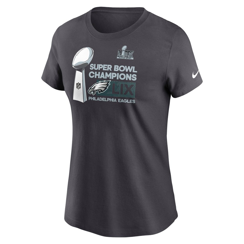 Women's Philadelphia Eagles  Anthracite Super Bowl LIX Champions Locker Room Trophy Collection T-Shirt Women's Philadelphia Eagles  Anthracite Super Bowl LIX Champions Locker Room Trophy Collection T-Shirt