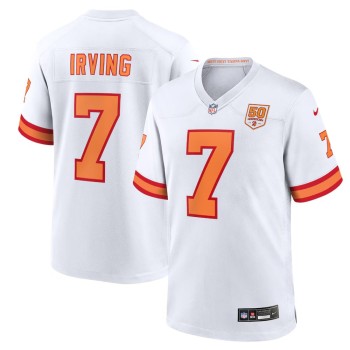 Men's '76 Tampa Bay Buccaneers #7 Bucky Irving Nike White 50th Season Game Jersey Men's '76 Tampa Bay Buccaneers #7 Bucky Irving Nike White 50th Season Game Jersey