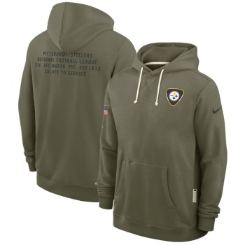 Men's Pittsburgh Steelers Olive 2025 Salute to Service Pullover Hoodie