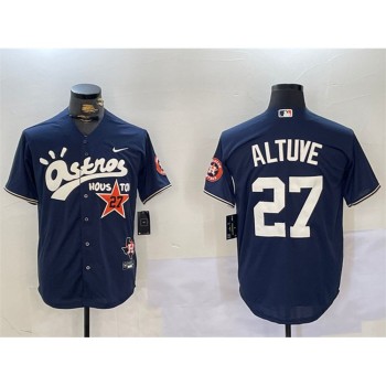 Youth Houston Astros #27 Jose Altuve Navy Cactus Jack Style Vapor Premier Limited Stitched Baseball Jersey Youth Houston Astros #27 Jose Altuve Navy Cactus Jack Style Vapor Premier Limited Stitched Baseball Jersey