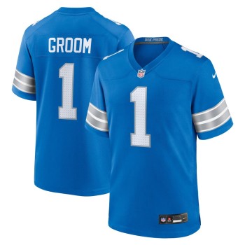 Men's Detroit Lions Number 1 Groom Blue Game Jersey Men's Detroit Lions Number 1 Groom Blue Game Jersey