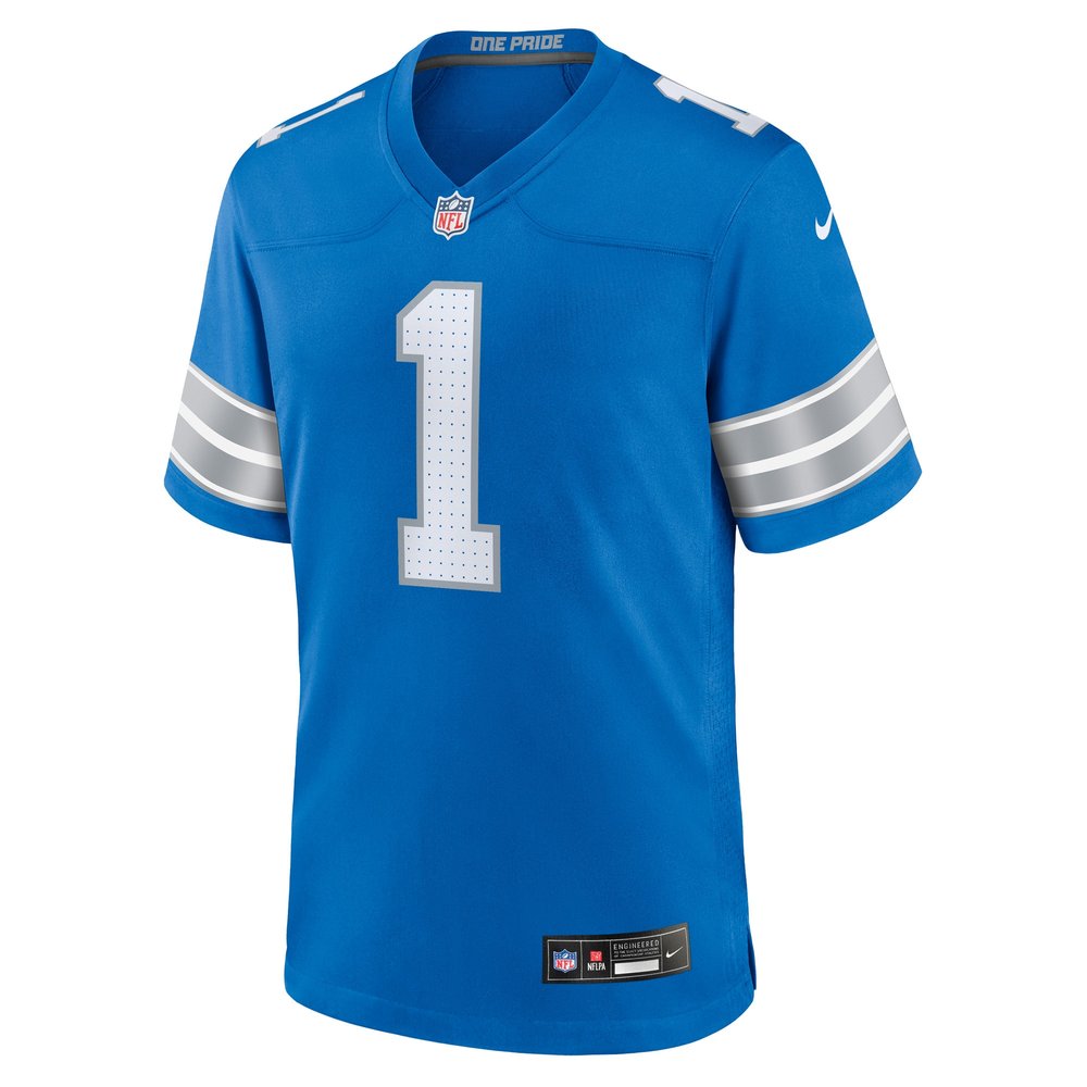 Men's Detroit Lions Number 1 Groom Blue Game Jersey Men's Detroit Lions Number 1 Groom Blue Game Jersey