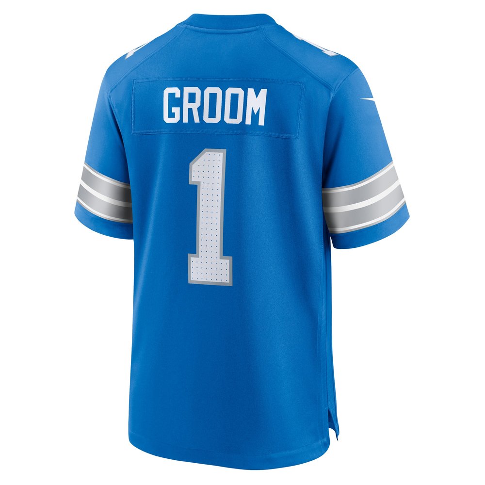 Men's Detroit Lions Number 1 Groom Blue Game Jersey Men's Detroit Lions Number 1 Groom Blue Game Jersey