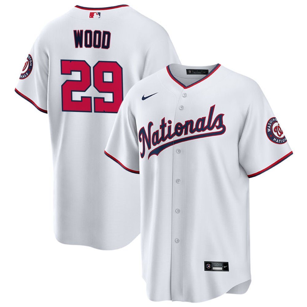 Men's Washington Nationals #29 James Wood White Alternate Limited Player Jersey