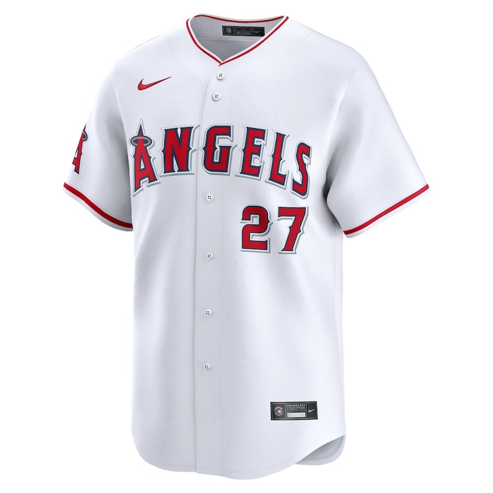 Men's Los Angeles Angels #27 Mike Trout Nike White Home Limited Player Jersey Men's Los Angeles Angels #27 Mike Trout Nike White Home Limited Player Jersey