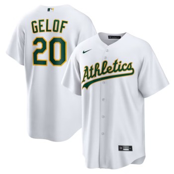 Men's Oakland Athletics #20 Zack Gelof White Home Replica Jersey Men's Oakland Athletics #20 Zack Gelof White Home Replica Jersey