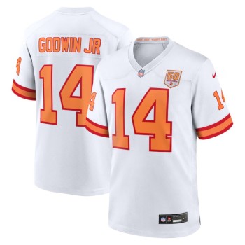 Men's '76 Tampa Bay Buccaneers #14 Chris Godwin Jr. Nike White 50th Season Game Jersey Men's '76 Tampa Bay Buccaneers #14 Chris Godwin Jr. Nike White 50th Season Game Jersey
