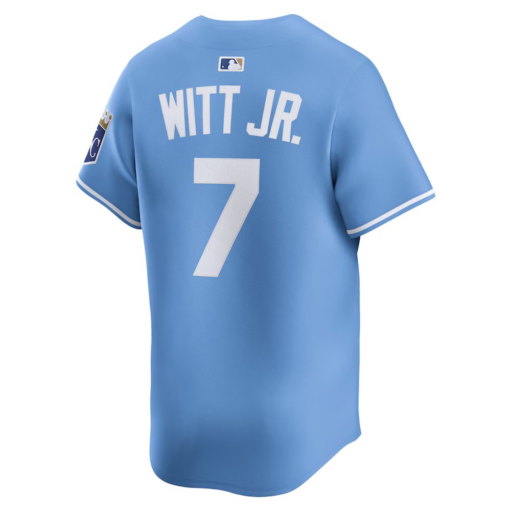 Men's Kansas City Royals #7 Bobby Witt Jr. Nike Light Blue Alternate Limited Player Jersey Men's Kansas City Royals #7 Bobby Witt Jr. Nike Light Blue Alternate Limited Player Jersey