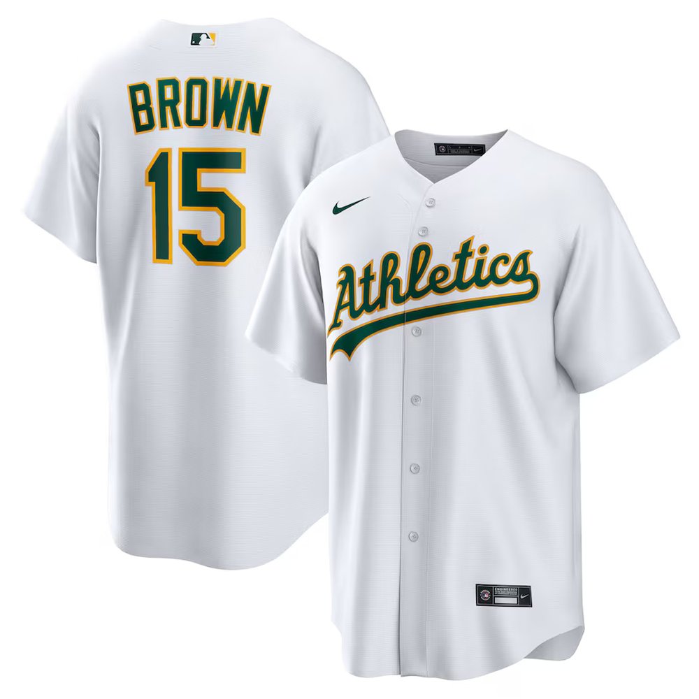 Men's Oakland Athletics #15 Seth Brown White Home Replica Jersey