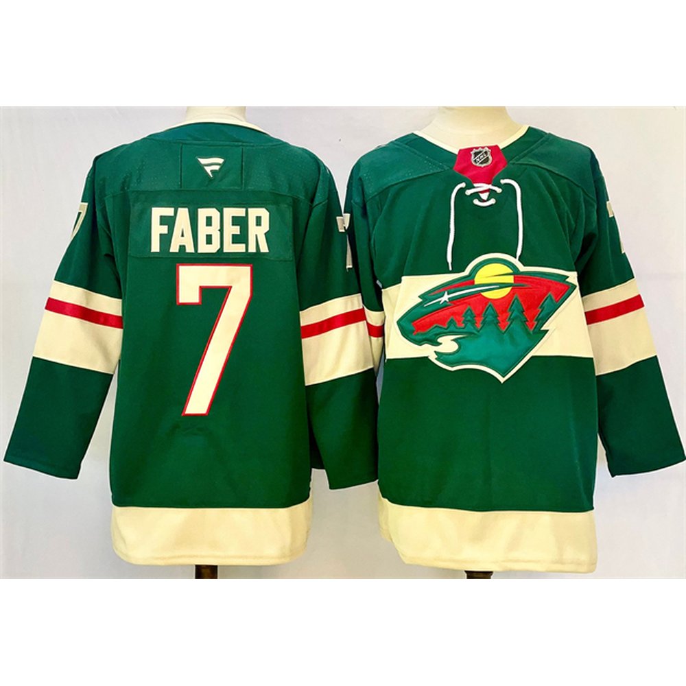 Men's Minnesota Wild #7 Brock Faber Green 2024-25 Home Stitched Hockey Premium Jersey Men's Minnesota Wild #7 Brock Faber Green 2024-25 Home Stitched Hockey Premium Jersey