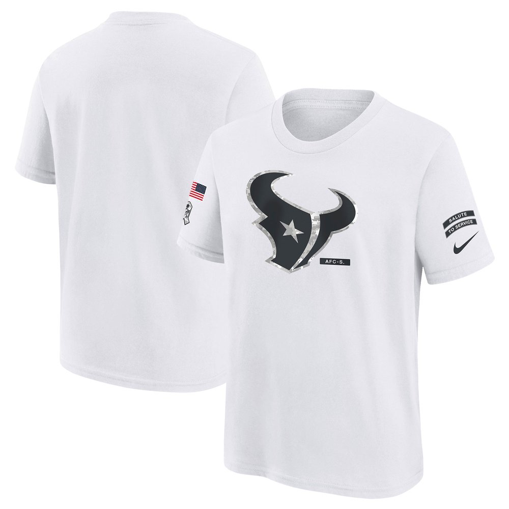 Youth Houston Texans White 2024 Salute To Service T-Shirt