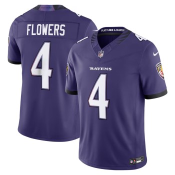 Men's Baltimore Ravens #4 Zay Flowers Purple Vapor F.U.S.E. Sewn Down Limited Jersey