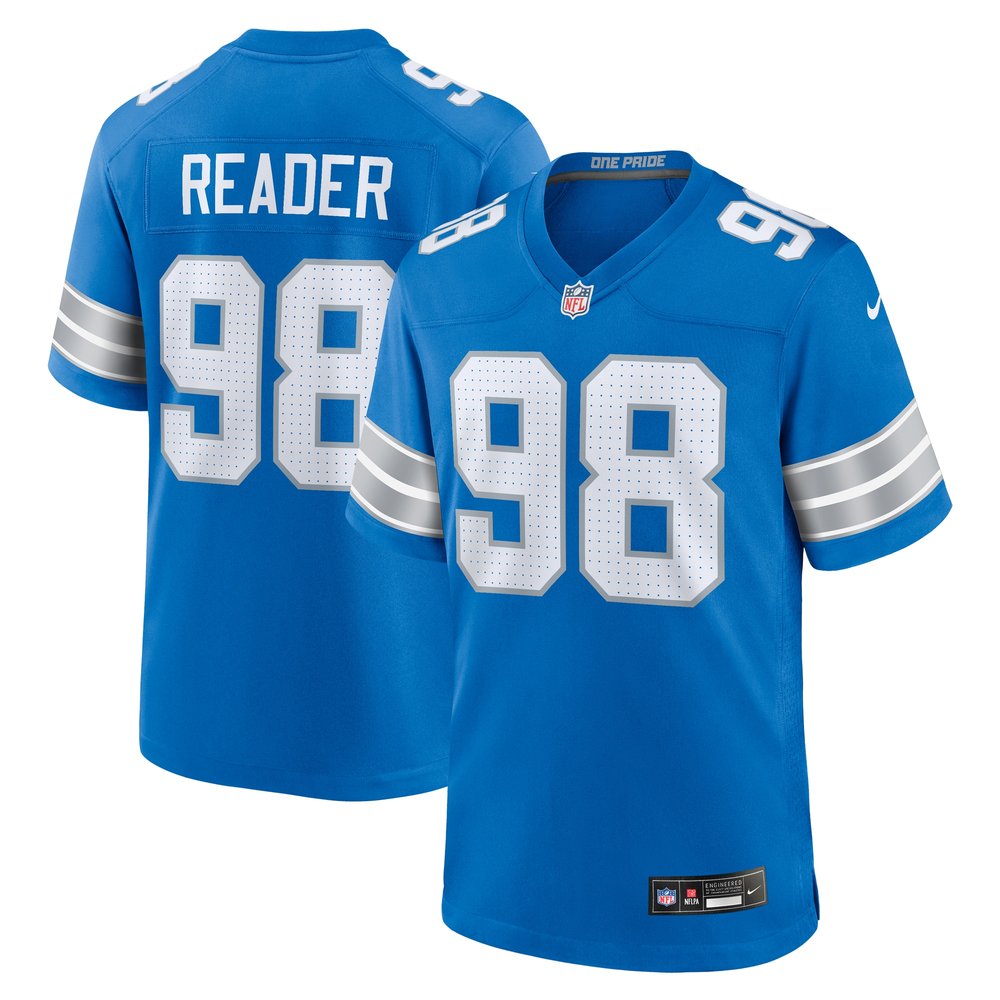 Men's Detroit Lions D.J. Reader  Blue Team Game Jersey